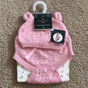 NWT Laura Ashley cap and diaper cover set